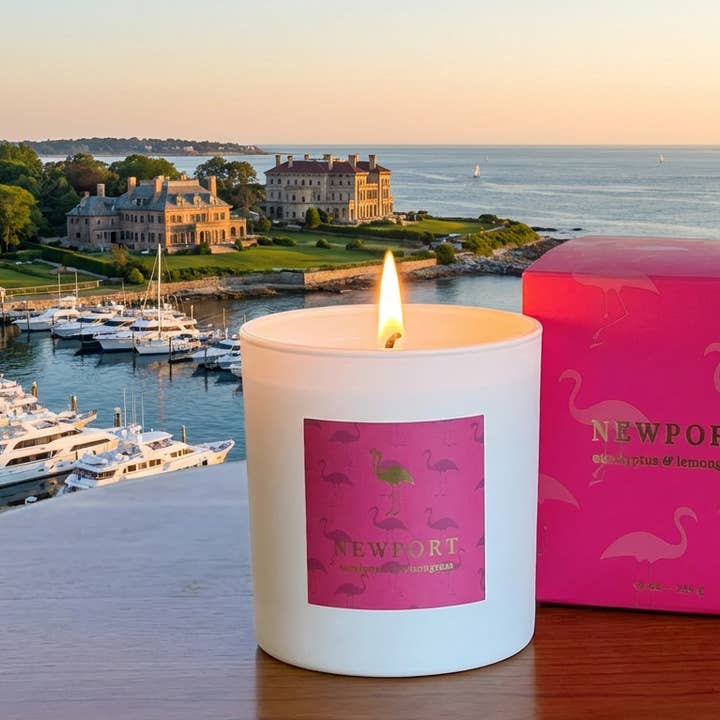 Newport - Coastal Living 9 oz candle (eucalyptus & lemongrass) for wholesale by Scents of Sicily