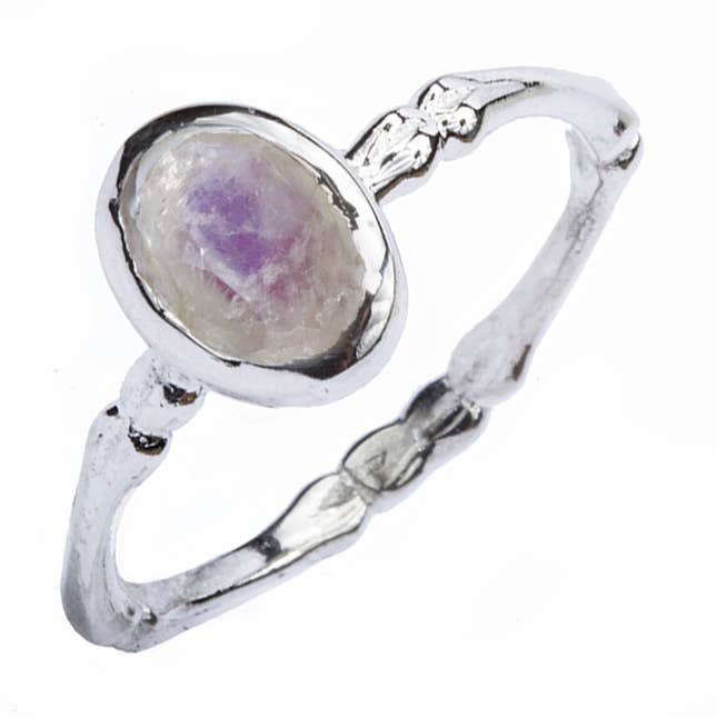 Merci Rainbow Moonstone Sterling Ring for wholesale by Saraswati Imports