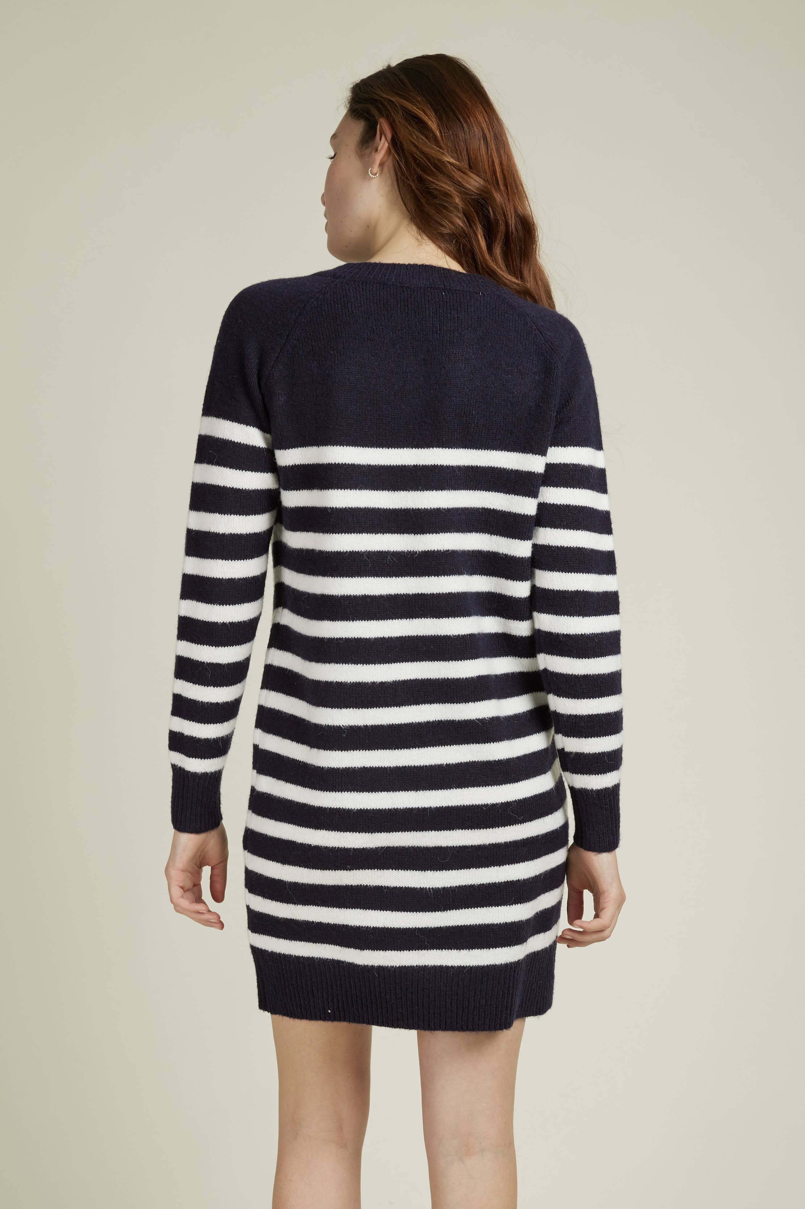Andy & Lucy - Wholesale Dress - Women's - ARLENE - Mid-length sweater dress with stripes and gold buttons18