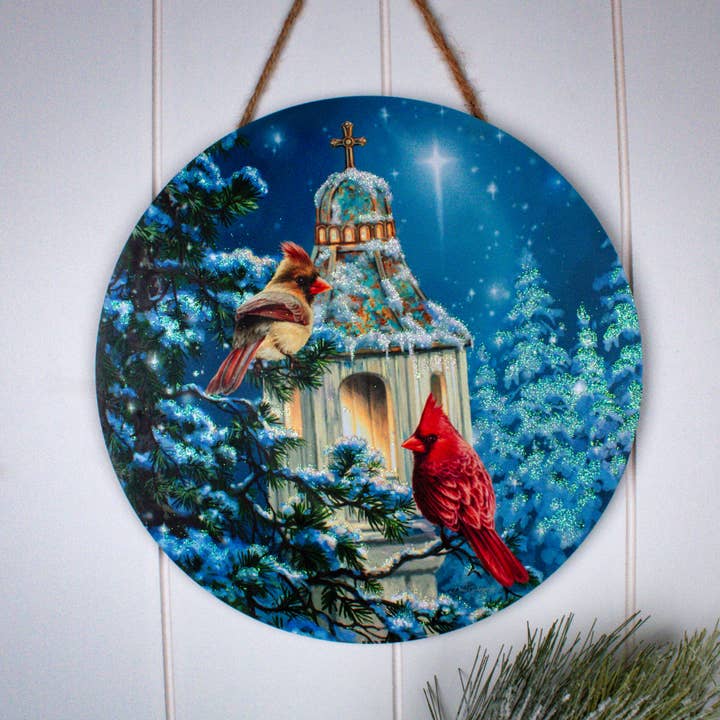 Cartel de madera Little Cardinal Chapel con colgador de cuerda para venta al por mayor de Glow Decor