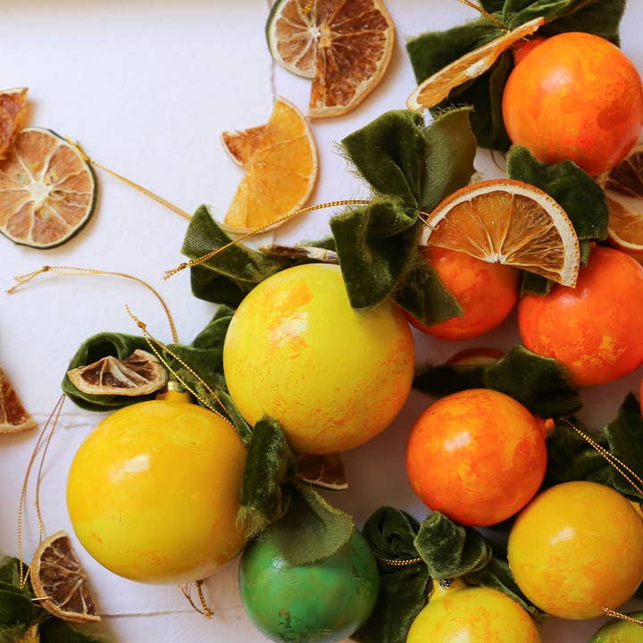 Kristin Cronic Studio - Wholesale Ornament - Orange Moss and Peel Painted Ornament | Hand painted8