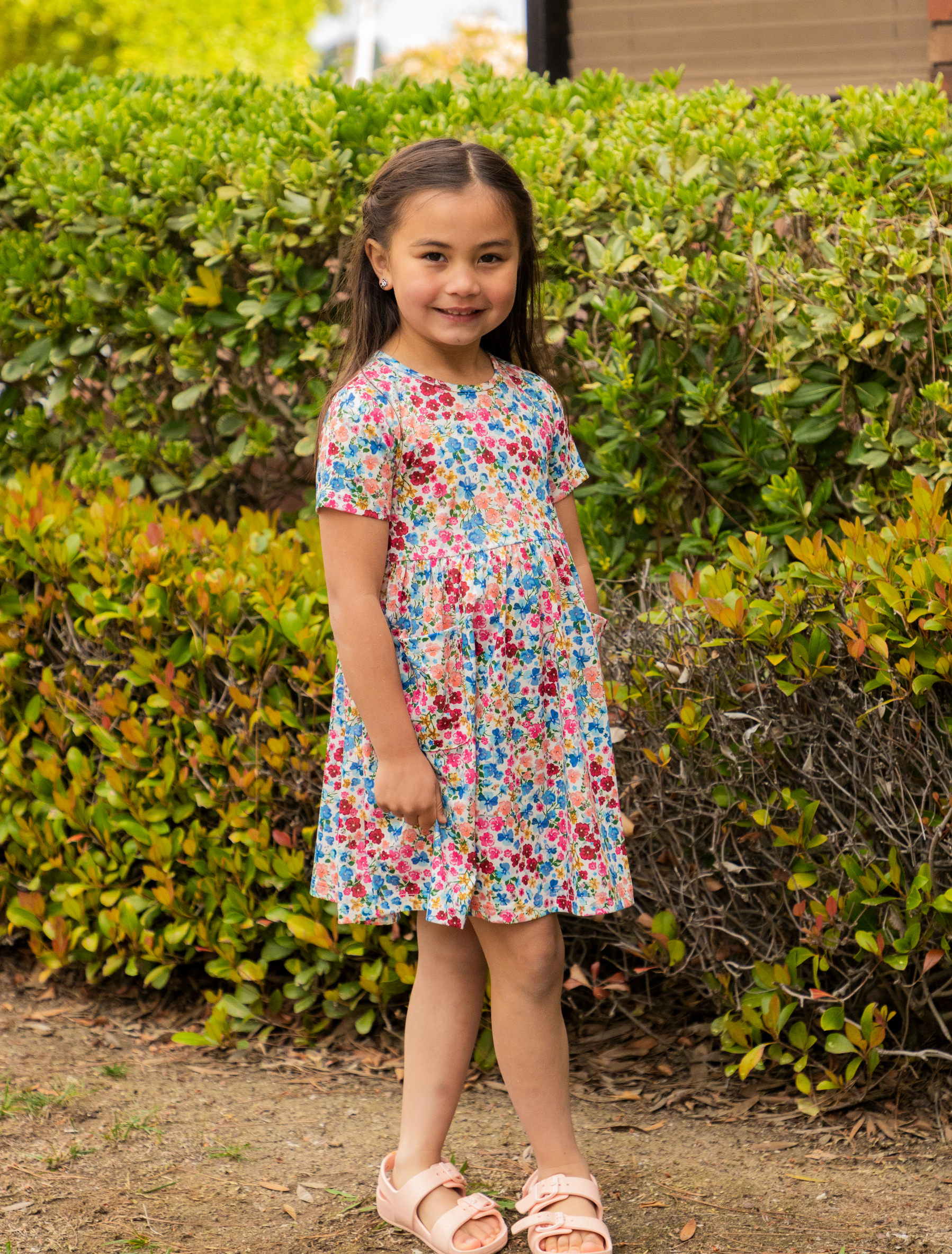 Tickled Teal - Wholesale Dress - Kids - Spring Pattern Little Girls Pocket Dress17