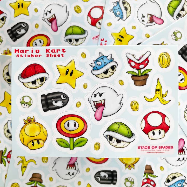 Mario Kart Sticker Sheet for wholesale by stace of spades