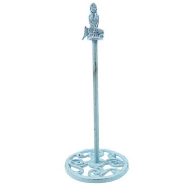 Rustikaler hellblauer Gusseisen-Meerjungfrau-zusätzlicher Toilettenpapierständer 40,6 cm für den Großhandel von Hampton Ironworks