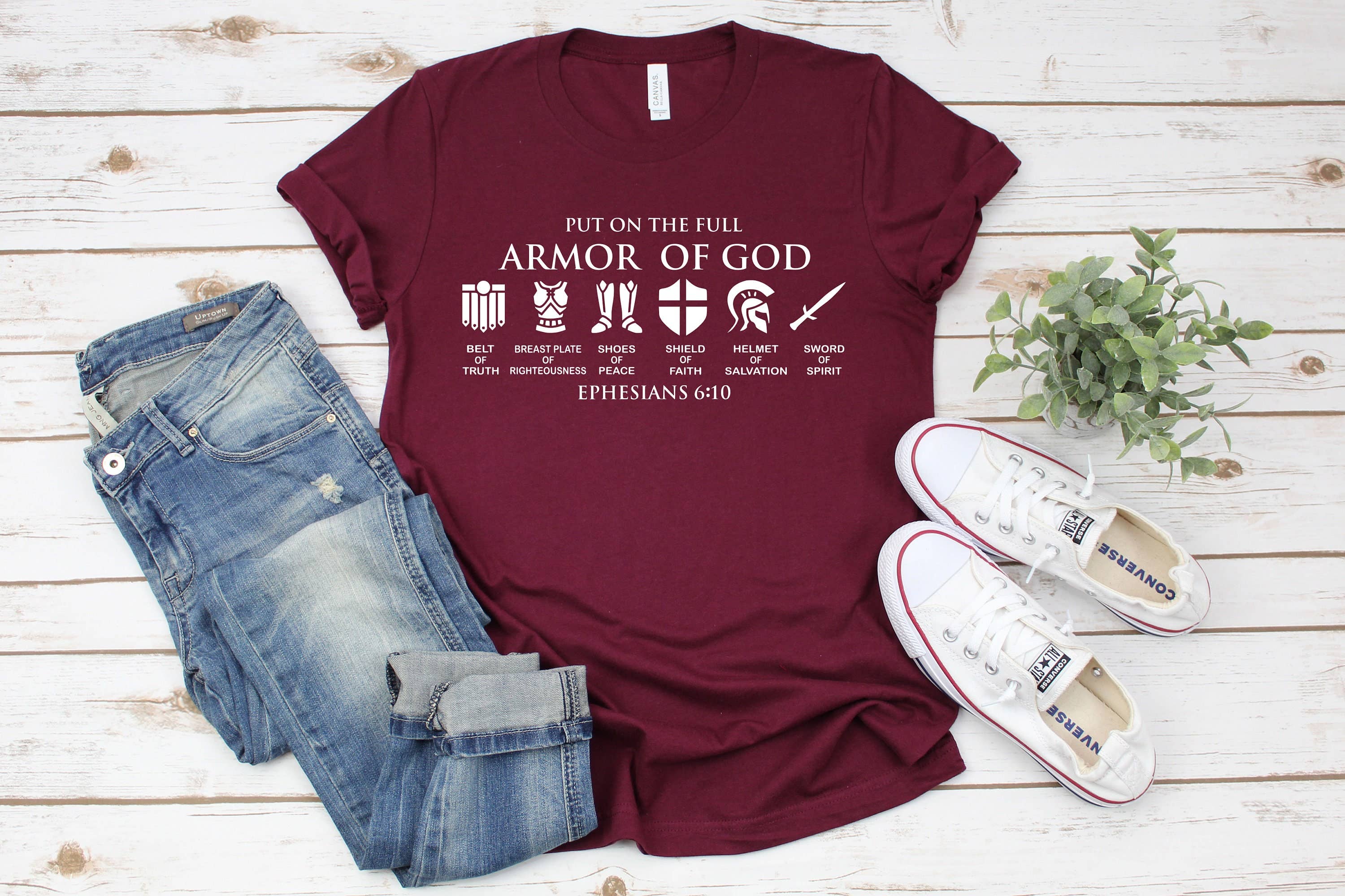 PrimestoreUS - Wholesale Screen Printed T-Shirt - Women's - Put on The Full Armor of God Shirt, Ephesians Shirt, Knight Shirts, Armor of God Shirt, Religious Shirt, Christian Gift, Shield of Armor3