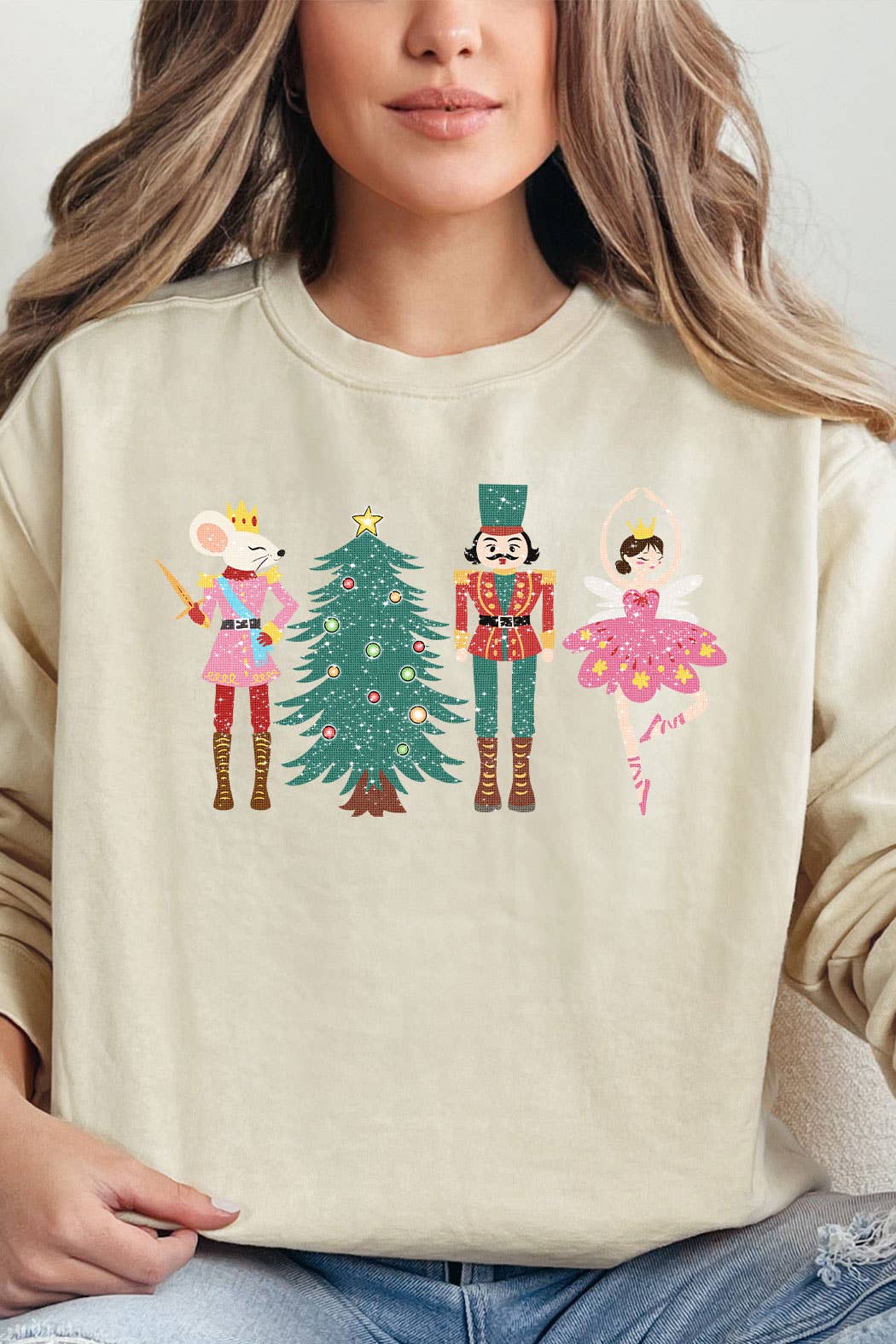Kissed Apparel - Wholesale Graphic Sweatshirt - Women's - Nutcracker Characters Christmas Comfort Colors Sweatshirt 3