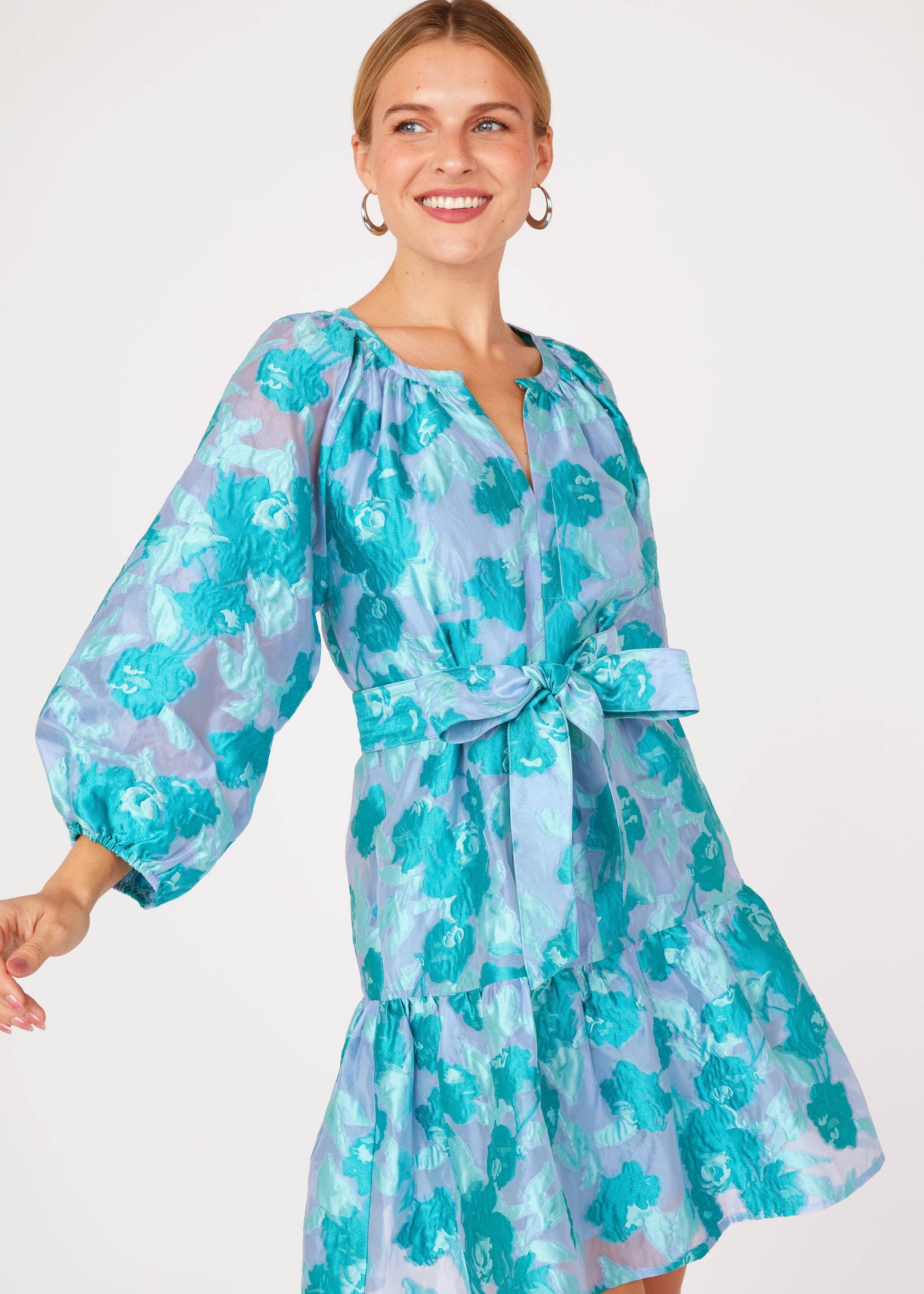 Green Elise Mini Dress Mint Rose Vine Organza for wholesale on Faire3