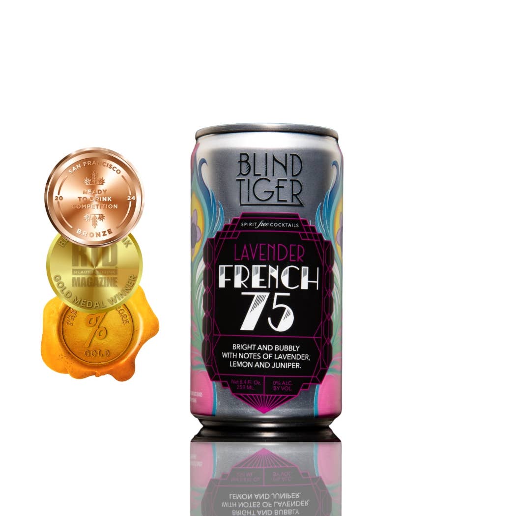 Blind Tiger Spirit-Free Cocktails - Wholesale Non-Alcoholic Aperitif/Mocktail - Lavender French 75 - N/A cocktail - 4-pack