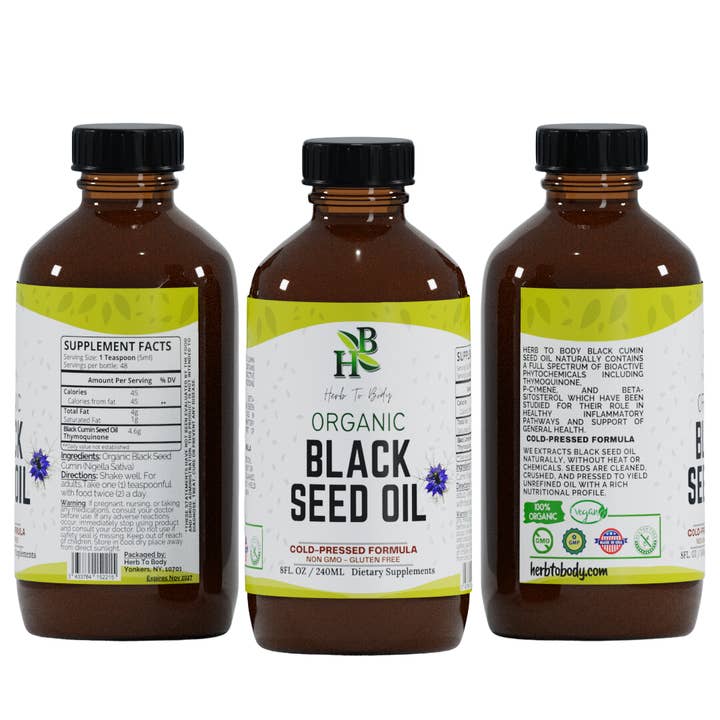 Herb To Body - Wholesale Oral Supplement/Vitamin - Organic Black Seed Oil (Cold-Pressed) - Bulk Wholesale Sizes8