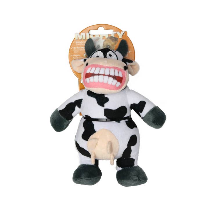 Tuffy Dog Toys - VIP Products - Wholesale Pet Squeaky Toy - Dog - Mighty Jr Angry Animals Mad Cow, Plush, Squeaky Dog Toy