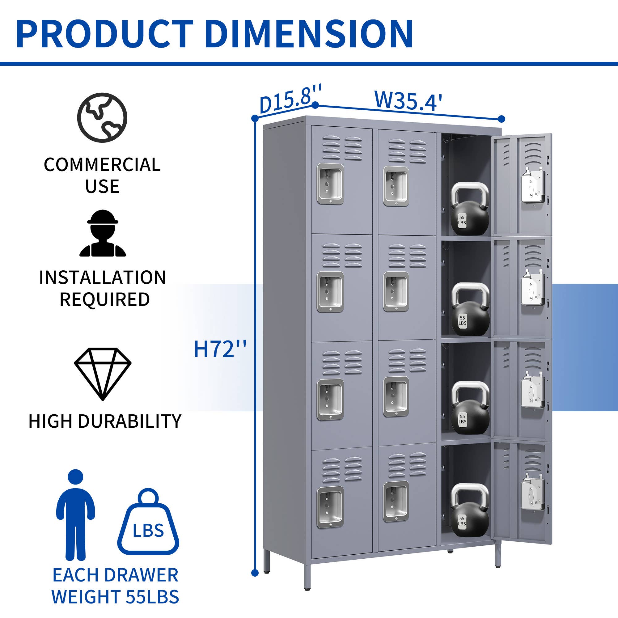 39F Inc. - Wholesale Cabinet - 72inH Storage Lockers for Employees,Home,Gym,School,Garage28