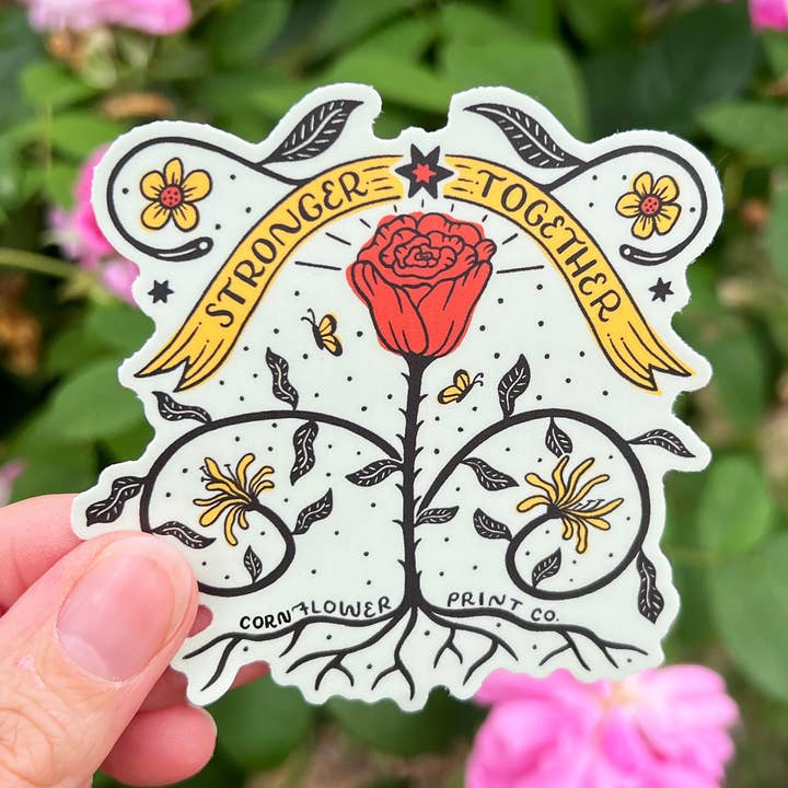 Autocollant en vinyle | Fleur de naissance de juin | Rose & Chèvrefeuille pour la vente par Cornflower Print Co.