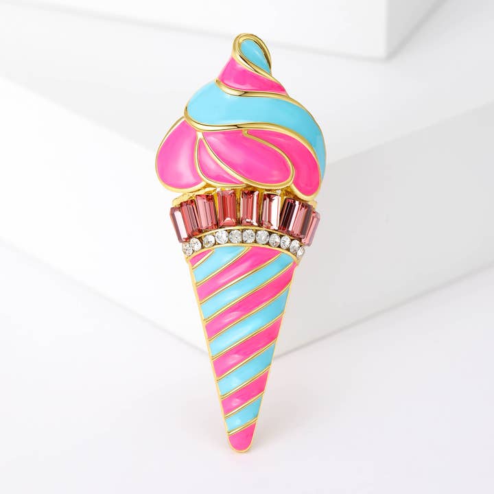 Sweet Ice Cream Cone - Shaped Summer Brooch for wholesale by Tourtiwi