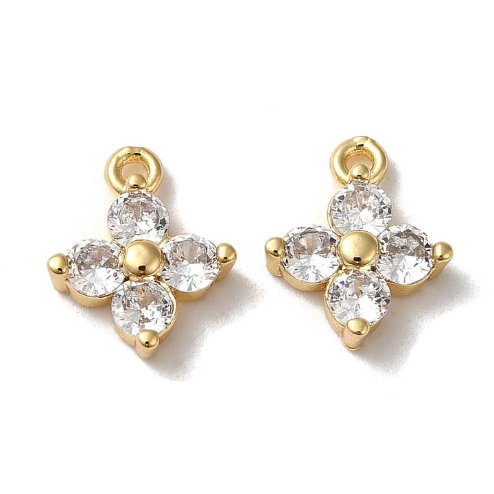 Tiny Cubic Zirconia Charm Pendant | Tiny Flower Charm for wholesale by Designs by KaraMarie