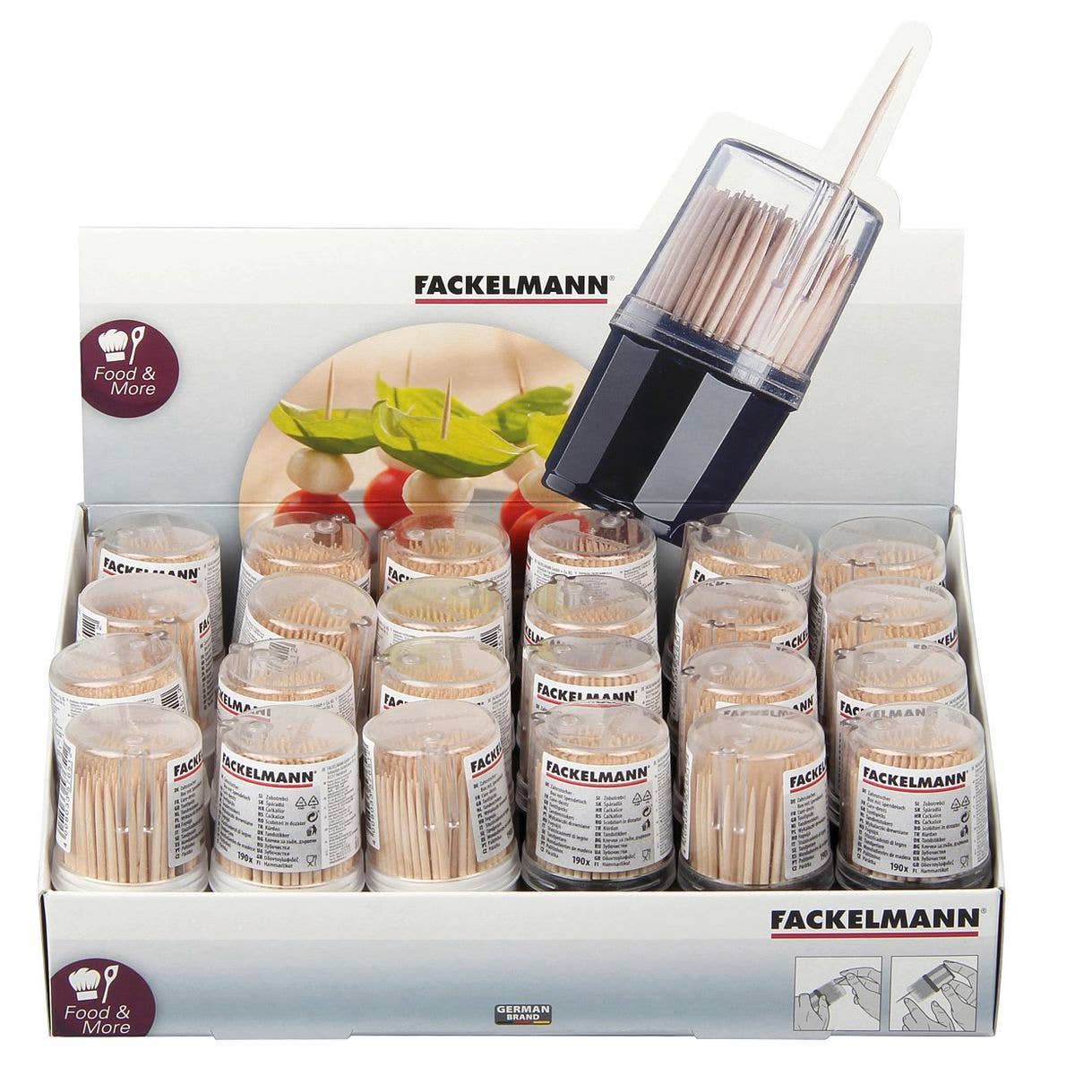 Zenker - Vendita all'ingrosso Stuzzicadenti - Confezione da 190 stuzzicadenti in legno in una scatola rotonda con coperchio Fackelmann Wood Edition5