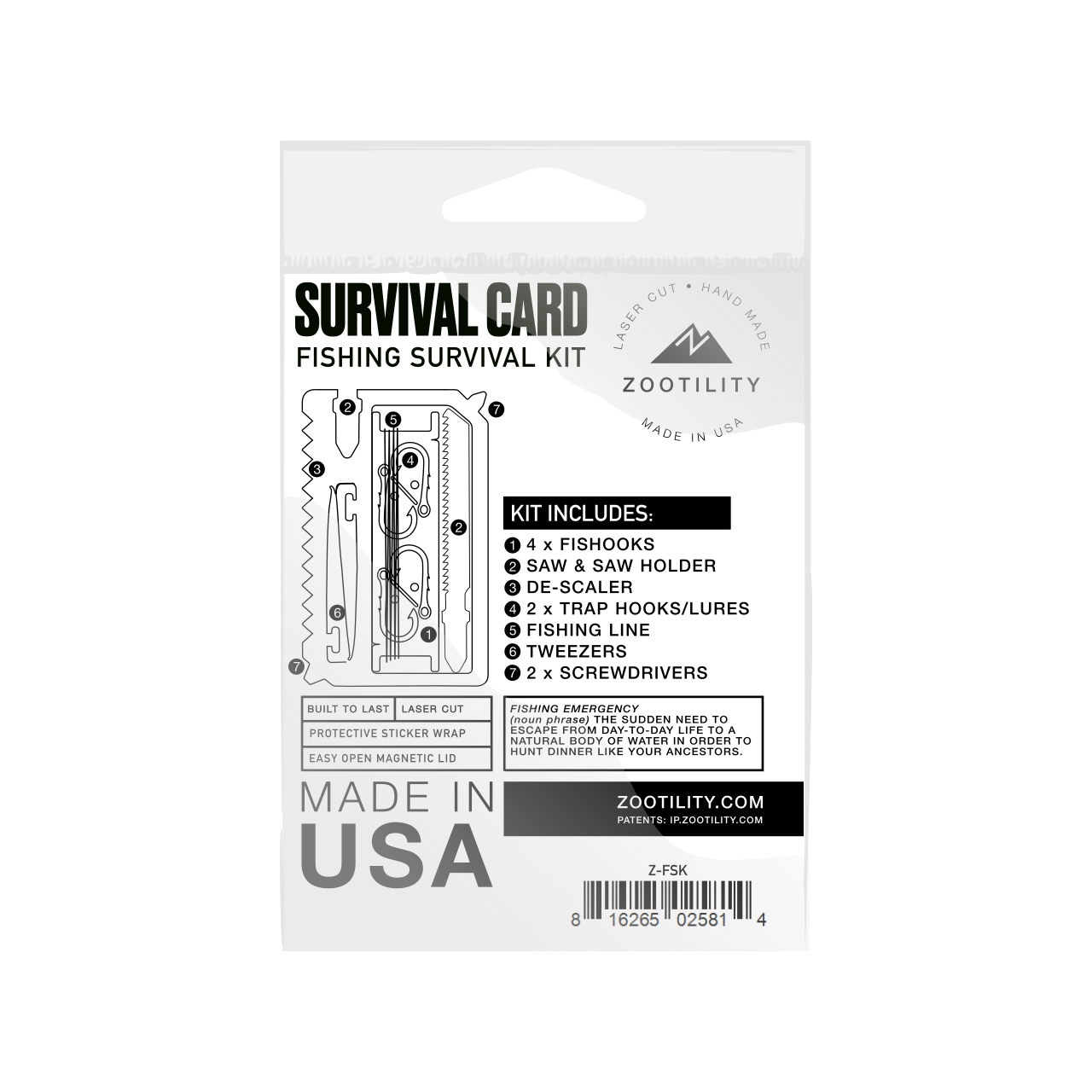 Zootility - Vente Outil de bricolage - Kit de survie pour la pêche au format carte de crédit3