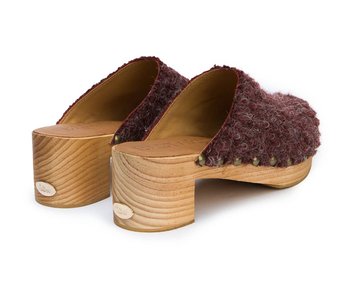 FW- WHITNEY, burgundy fabric clog for wholesale on Faire2