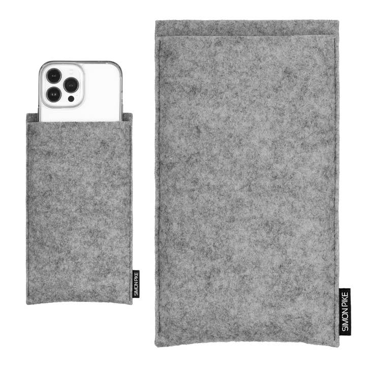 Funda para teléfono móvil de fieltro de lana gris «Boston» para venta al por mayor de Simon Pike