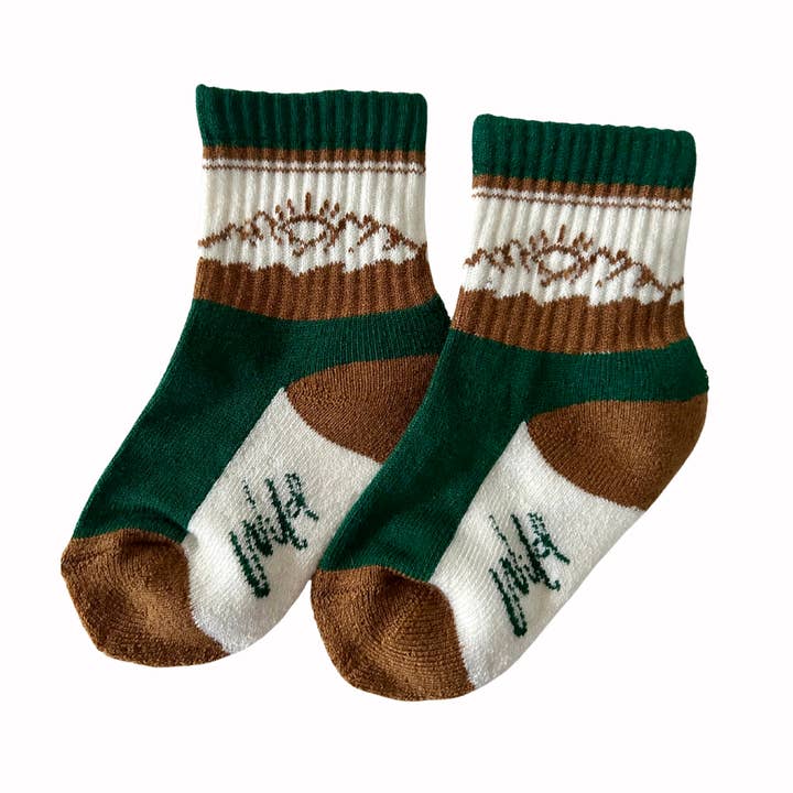 Keep the Littles Wild - Wholesale Socks - Kids - Green Wild Merino Wool Moisture-wicking Hiking Kid's Socks