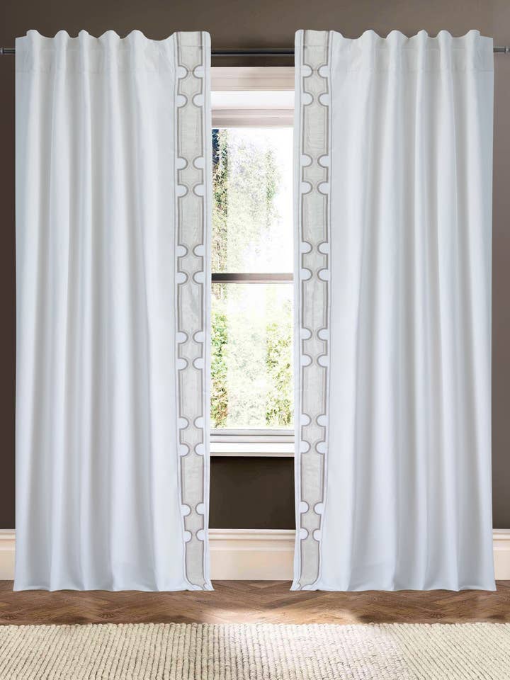 Exquisite White 108" Linen Cotton Blend Drape for wholesale by Creative Threads, Inc.