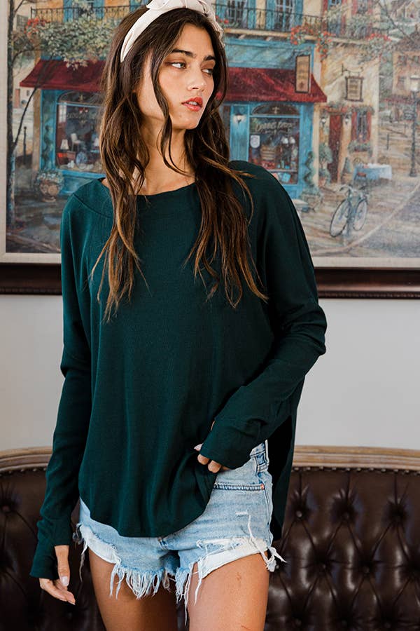 BUCKETLIST INC - Vente Haut en maille – femme - Haut surdimensionné en tricot uni côtelé à dos ouvert T206136