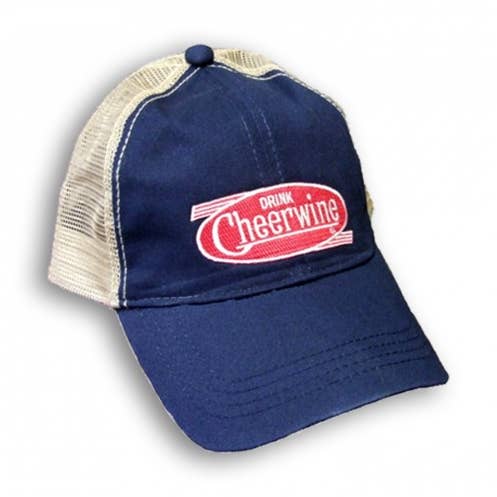 Cheerwine Navy Blue Mesh Back Trucker Hat Cap for wholesale by Cheerwine