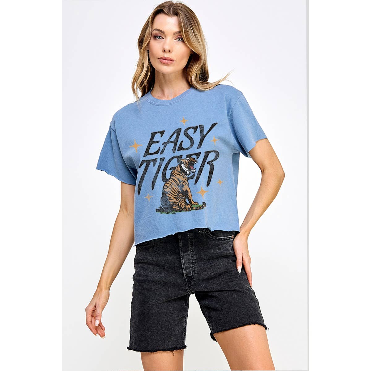 Illustrated Society - Vente T-shirt sérigraphié – femme - HAUT COURT GRAPHIQUE VINTAGE EASY TIGER9