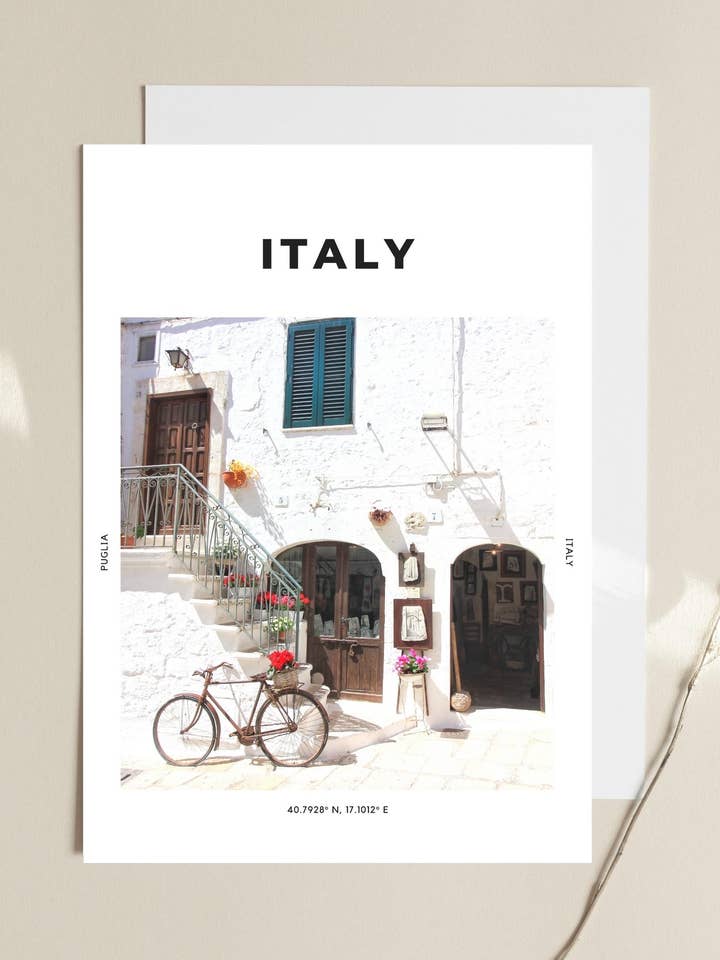 Italy 'Bella Puglia' Print for wholesale by The Travel Edit