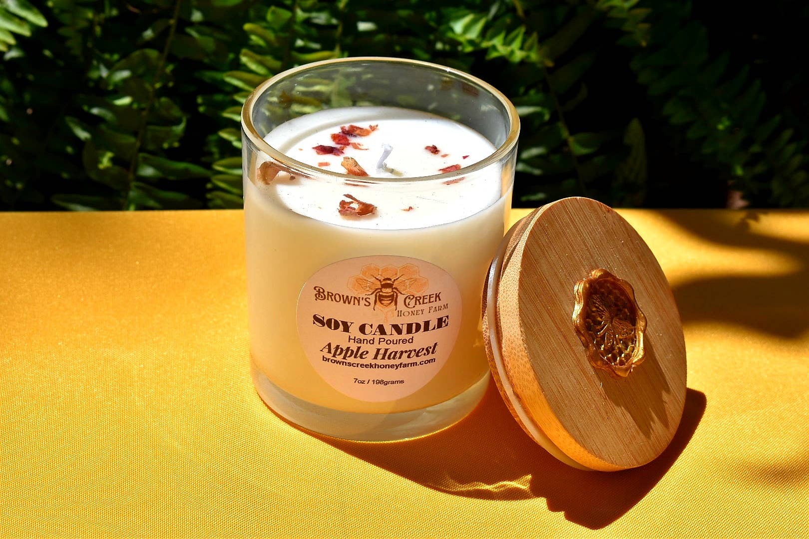 Brown's Creek Honey Farm - Wholesale Jar/Filled Candle - Glass Jar Candle with Lid and Bee Wax Stamp2