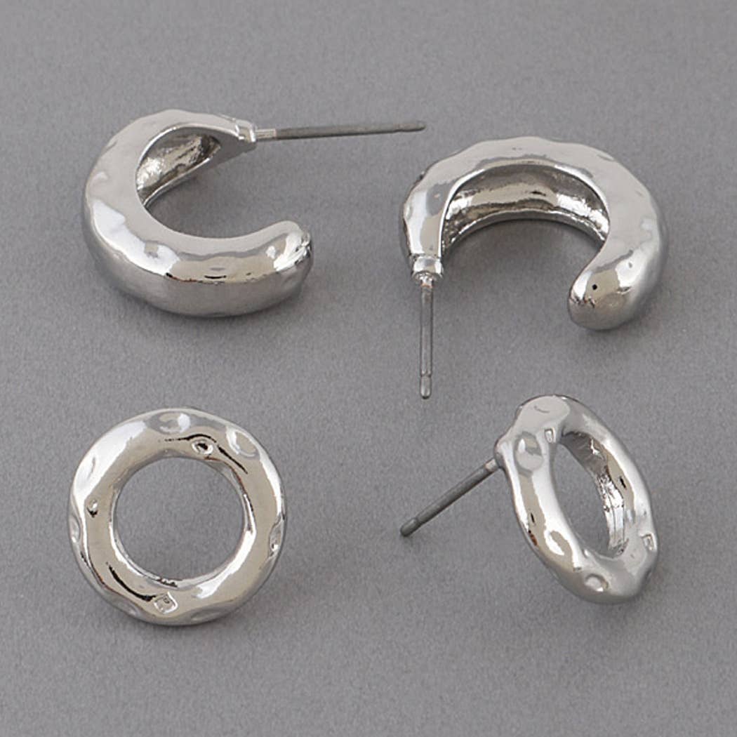 3AM BY H&D ACCESSORIES - Wholesale Jewelry Set - Hammered Shiny Earrings Set1
