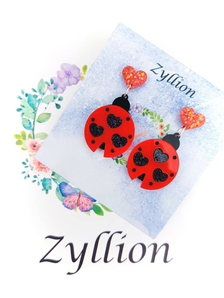 Lady Bugs Dangle Ohrringe aus Sterlingsilber für den Großhandel von Zyllion