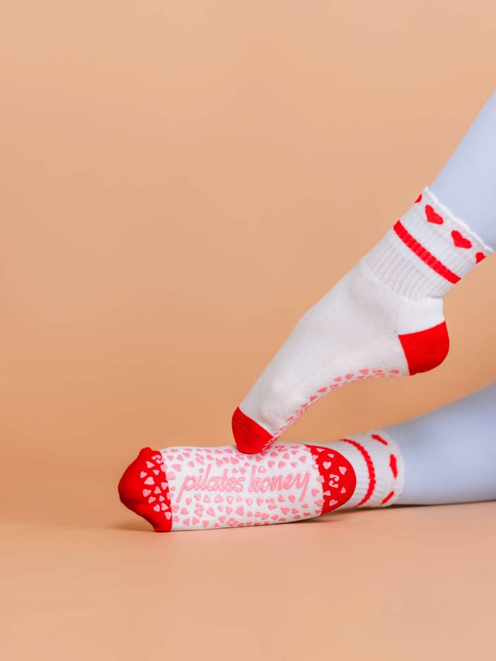 Sweetheart High Ankle Grip Socks for wholesale by Pilates Honey