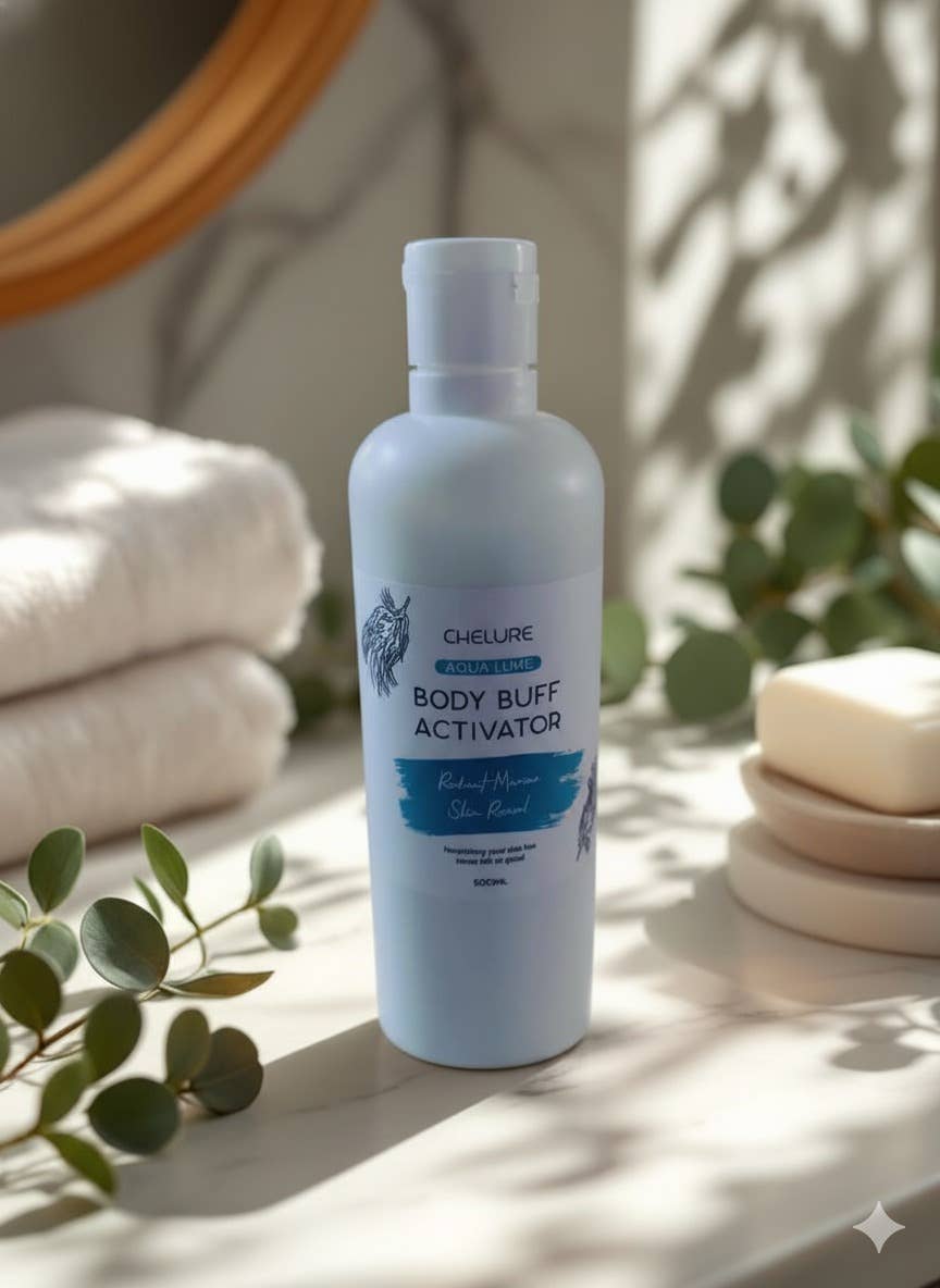 Tuzech Leather - Venta al por mayor Crema/loción corporal - Set de Exfoliante Corporal y Activador Aqua Lume – Dúo Brillo Marino2