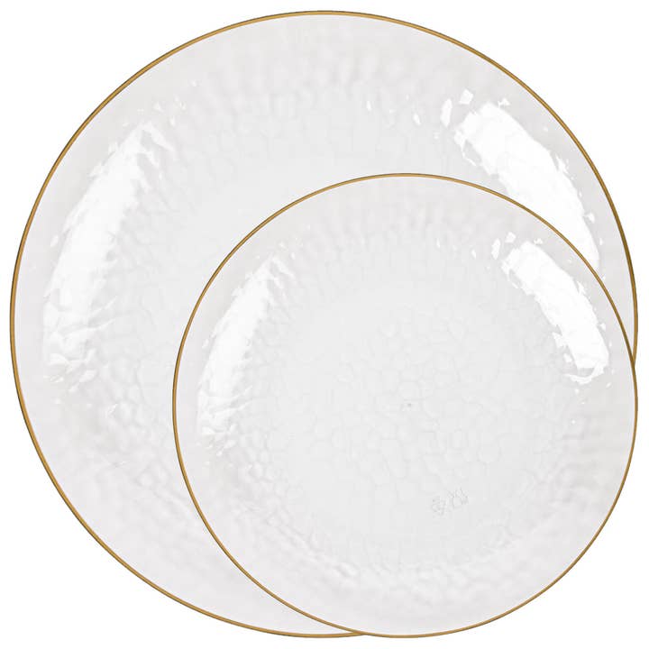 EcoQuality - Wholesale Disposable Tableware Pack - Disposable Tableware Plastic Clear Gold Rim Transparent Hamm1