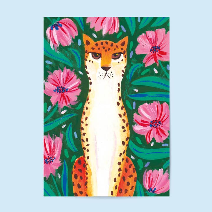 Tiragem de Arte - Guepardo Florido por atacado de Hello couleur
