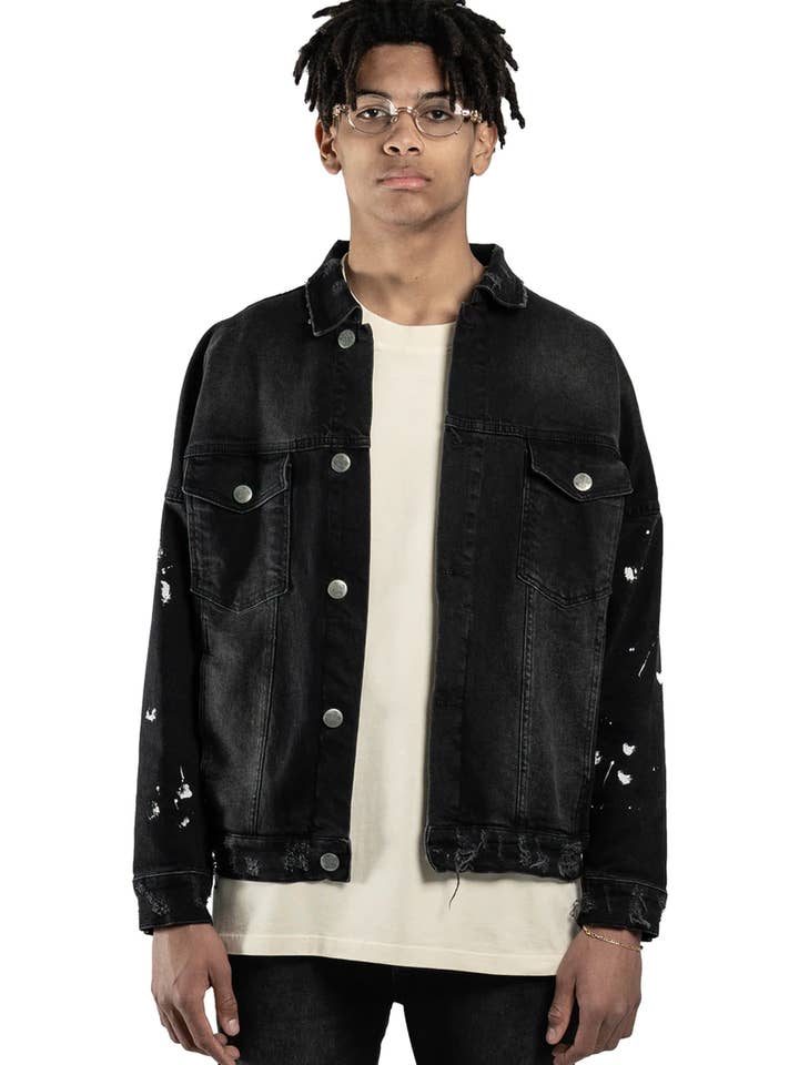 CHAQUETA VAQUERA PINTURA - NEGRO VINTAGE para venta al por mayor de BOMBER CLOTHING