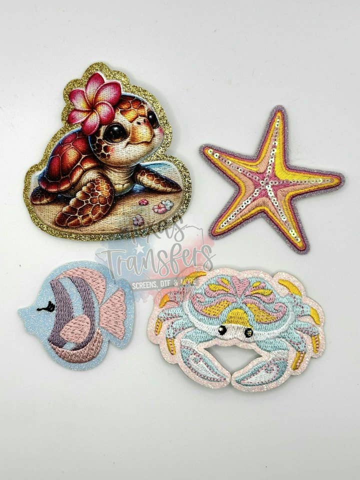 Patch thermocollant Crabe à paillettes roses pour la vente par Texas Transfers