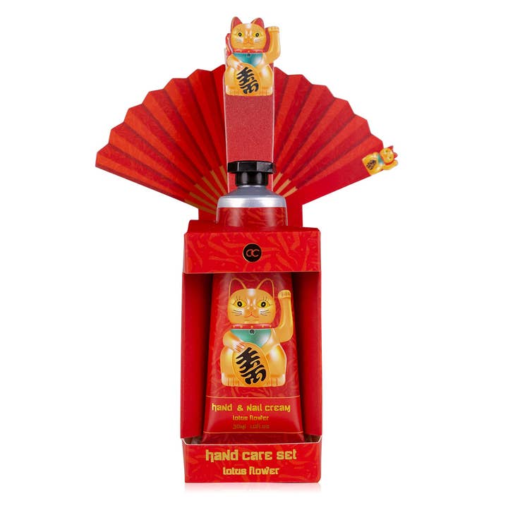 Handverzorgingsset Lucky Cat / Maneki Neko met waaier voor wholesale door Accentra