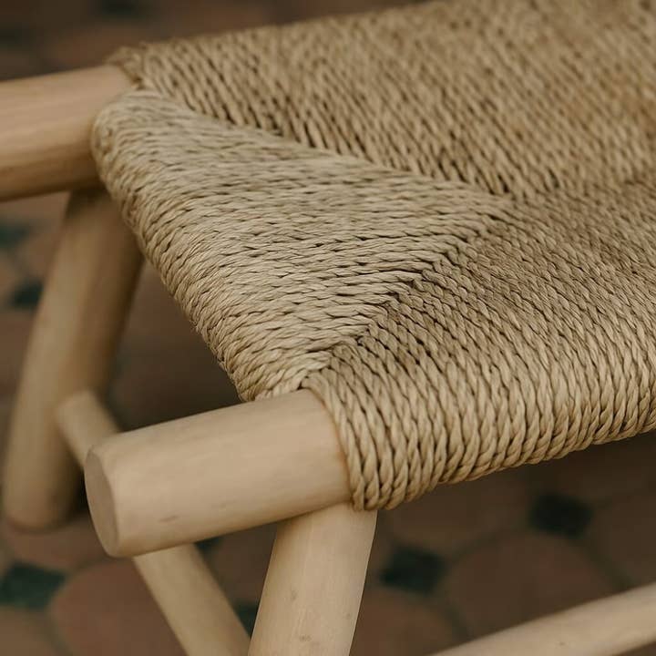 High crafty - Wholesale Bench - Handwoven Moroccan Straw Bench – Eco-Friendly Palm Leaf & Le5