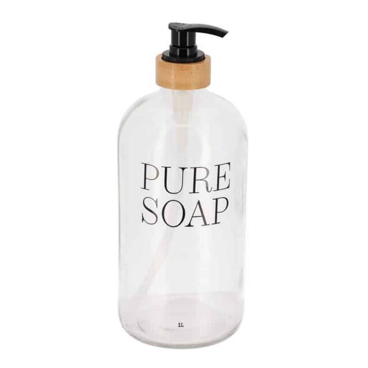 Evideco French Home Goods - Wholesale Soap Dispenser - Glass and Bamboo Soap Dispenser 17 oz oy 34 oz PURE SOAP1