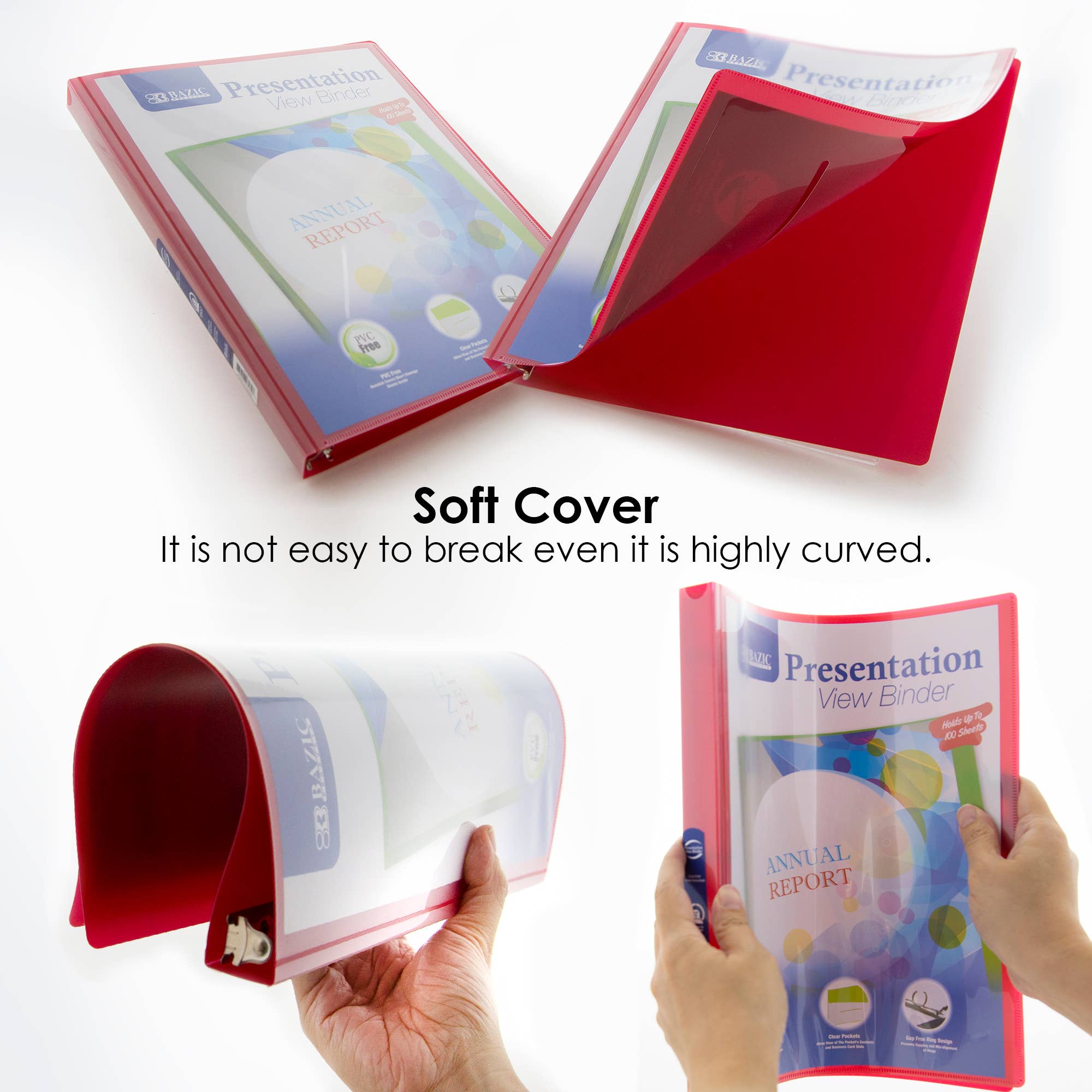 BAZIC Products - Wholesale Binder - 0.5" Poly 3-Ring View Presentation Binder w/ Pocket3