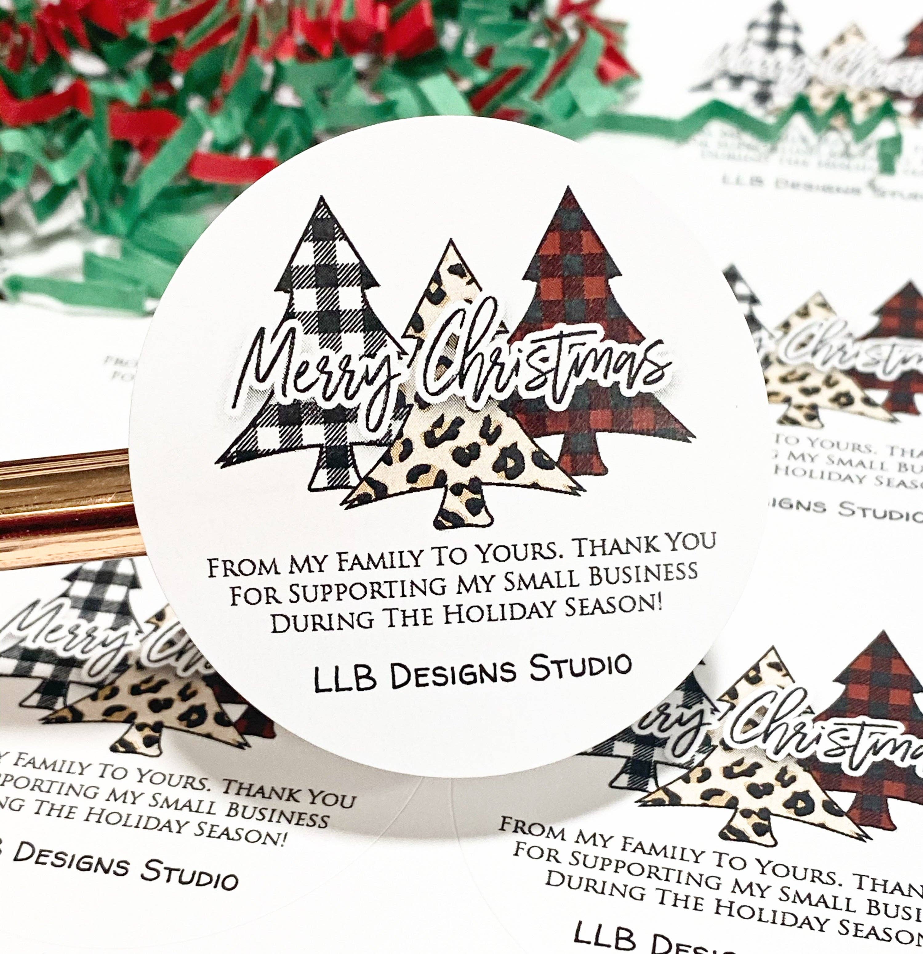 LLB Designs Studio - Wholesale Sticker - C U S T O M - Holiday Sticker - Matte Stickers - 1.5 or 2 inch Round Stickers | Sticker # CS006 | Made To Order0