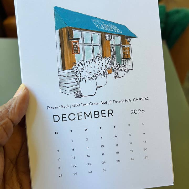 PriyaOriginalsArt - Wholesale Calendar - Bookshops of Sacramento 2026 Desktop Calendar + easel3