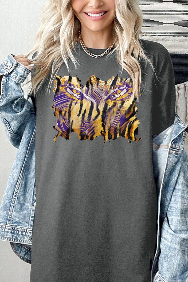 COLORBEAR - Wholesale T-Shirt (Graphic) - Women's - TIGER,LSU,FOOTBALL HEAVY COTTON UNISEX SHORT SLEEVE 2