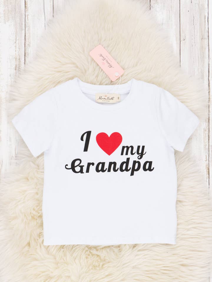 White "I Love Grandpa" Tee for wholesale by Marie Nicole Clothing
