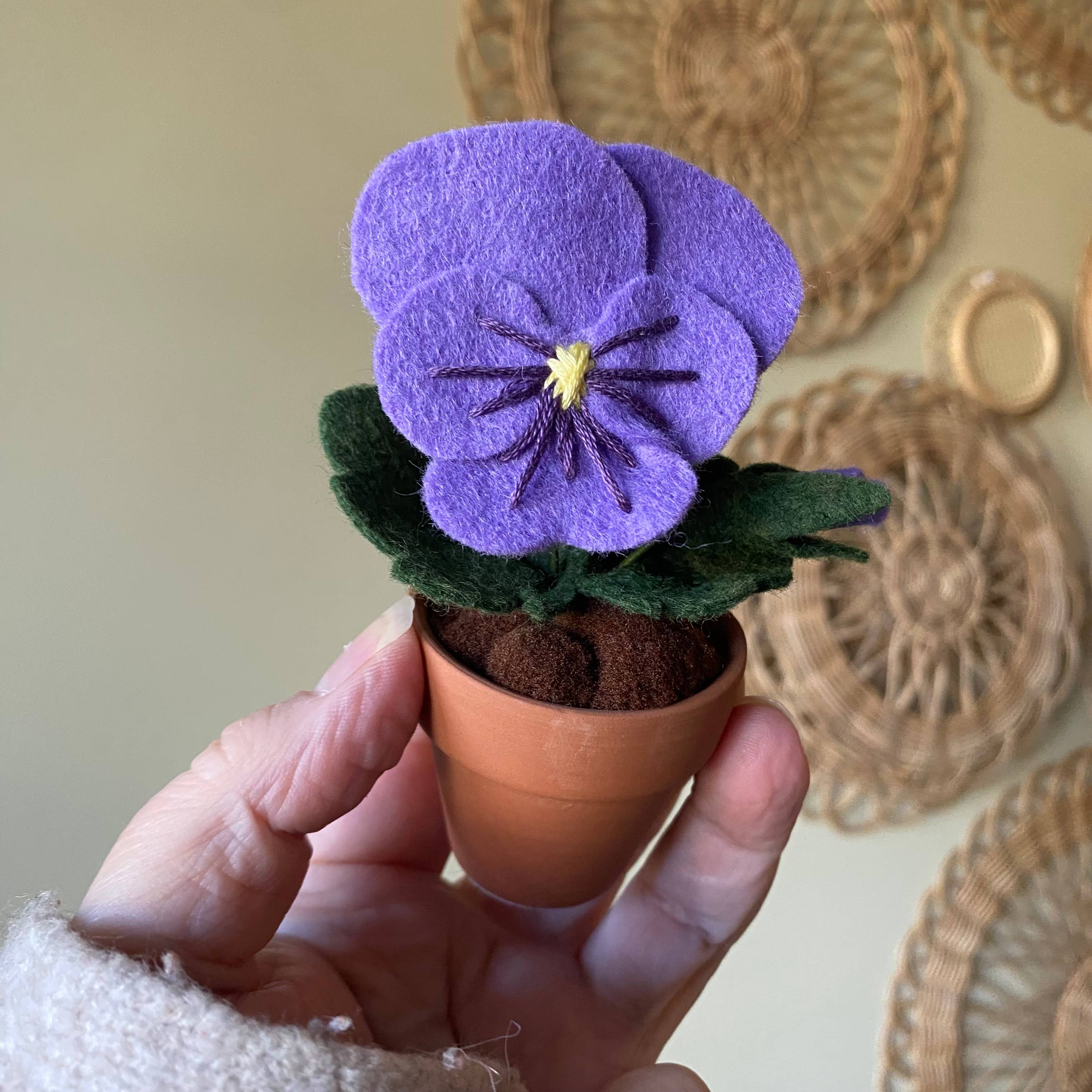 ForgetBKnot - Wholesale Artificial Flowers - Pansy Felt Forever Flower1