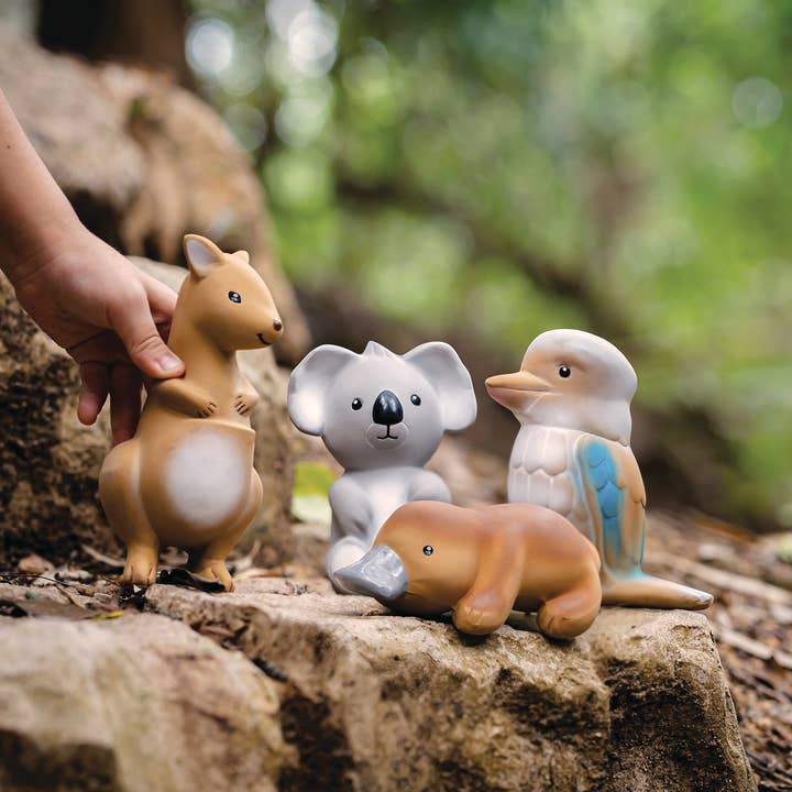 Tikiri Toys LLC - Wholesale Bath Toy - Baby - Kangaroo Natural Rubber Teether, Rattle & Bath Toy