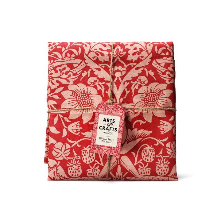 Half Moon Bay By Design - Wholesale Tea Towel - Recycled Cotton Dish Towel William Morris Raspberry