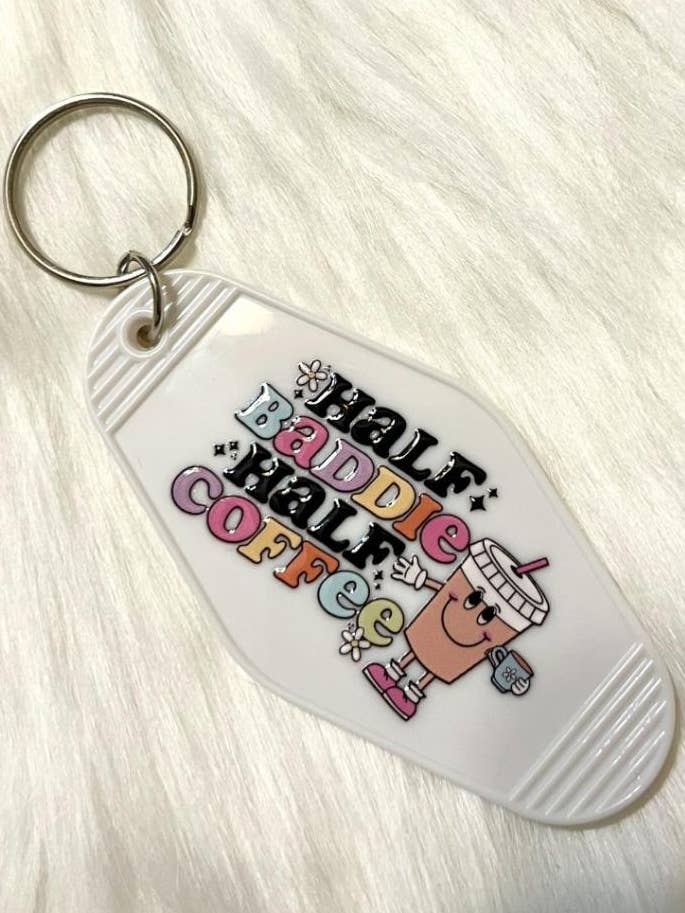 Half Baddie Half Coffee Keychain for wholesale by C&D Darling Design
