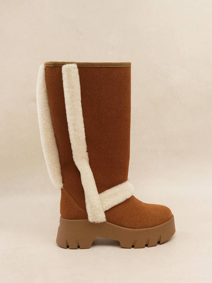 Lemonade Shoes - Wholesale Boots - Women's - RAEY - Tall Platform Winter Boots, Shearling Details8